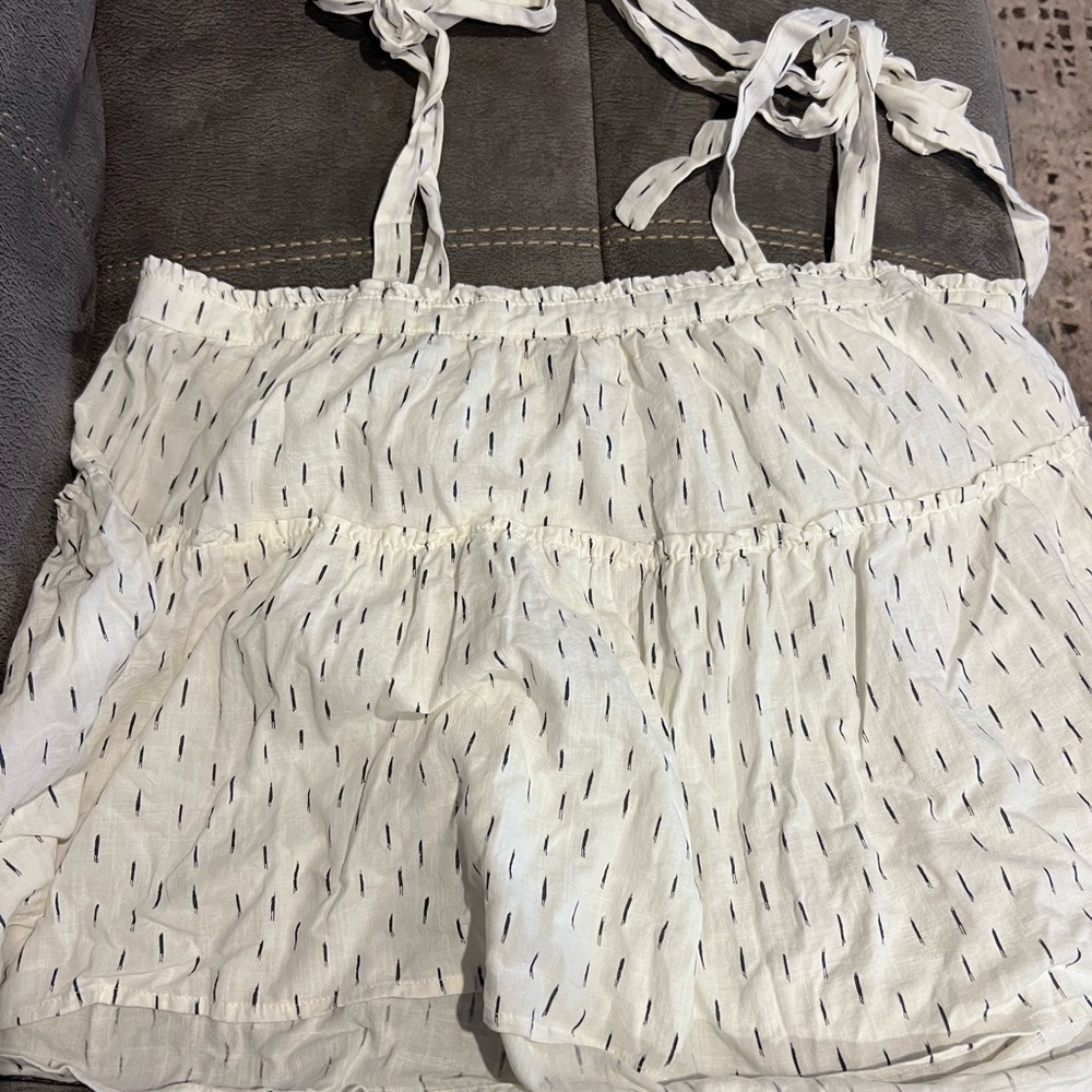 Women’s Tie-Strap Tiered Tank Top Universal Thread White Size XL